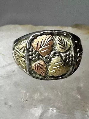 Black Hills Gold Ring  Leaves Band Size 10 Sterling Silver Women Men • $168