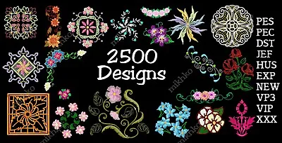 Machine Embroidery Designs - 2500 Quilt Blocks Borders Corners Floral Designs • £9.99