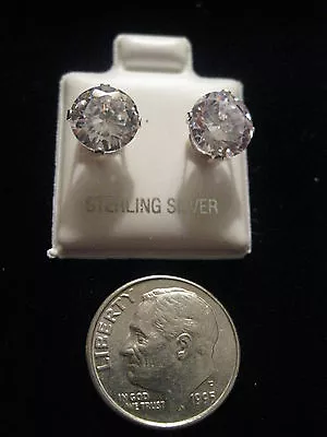 Earrings 2 Carats 8mm Ea Withcubic Zirconia Studs - Solid .925 Sterling Silver • $9.99