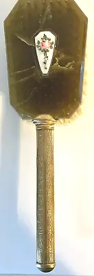 Vintage Large Gold Celluloid Vanity Hairbrush Floral Center Design Estate • $14.99