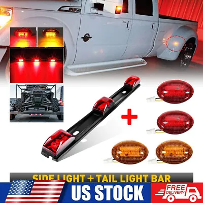 For 99-10 Ford F350 5pcs Red&Amber LED Dually Bed Fender Lights +ID Tail Light • $25.99