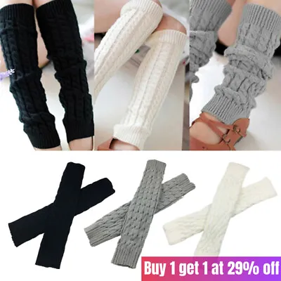 £4.64 • Buy Women Ladies Winter Warm Leg Warmers Long Knit Knitted Crochet Socks Leggings