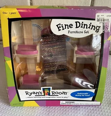 $24.99 • Buy Ryans Room Wooden Doll House Furniture Fine Dining Set 2006 NIP Table Chairs Rug