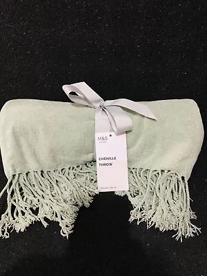 M&S Chenille Plain Throw In Sage 170cm X 130cm • £18.99