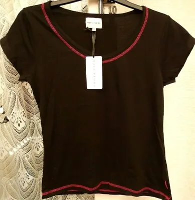 £4.99 • Buy ( Ref 5721 ) Miss Fiori - Size 16 - Ladies Black Short Sleeve V Neck Top BNWT