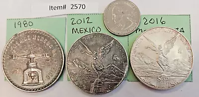Mexican Silver Lot Of 3 Coins -1980 2012 2016  Una Onza 95.92g TW - #2570 • $76