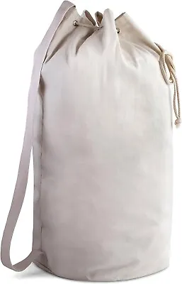 Canvas Duffel Bag - Drawstring Leather Closure Shoulder Strap. NEW • $15.87