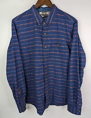 MODERN AMUSEMENT Blue Southwest Aztec Button Shirt Men's Size Medium Cotton • $11.99