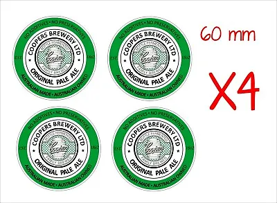 Coopers Pale Beer Stickers FOUR (4) 60 Mm Each • $12