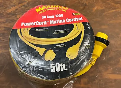 Marinco 50PCMZ Powercord Marine Cordset 30amp 125V 50'. New / Sold As Pictured • $78.95