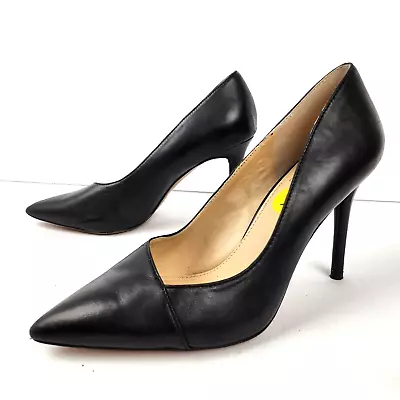 Vince Camuto Lionessa Black Leather Pumps Pointed Toe High Heels Womens 9 • $19.99