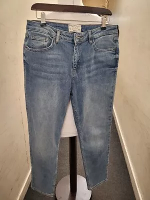 Fatface Uk Sway Slim Ladies Blue Straight Denim Jeans Size 12r- Cg B58 • £7.99