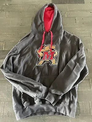 University Maryland Terps Kids Gray Red Hoodie Sweatshirt Pullover Men’s Med JH6 • $17.99