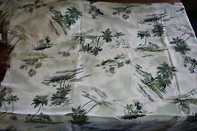 Vintage Rayon Material Hawaiian Island Palm Tree Canoe Pattern 280x140cm Gardams • $35