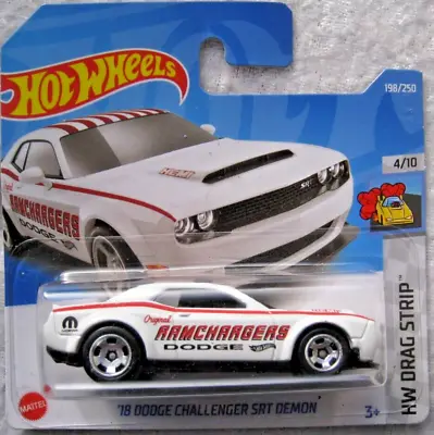 Hot Wheels 18 Dodge Challenger Srt Demon White Hemi Hw Drag  Mint Short Card 101 • £4.99