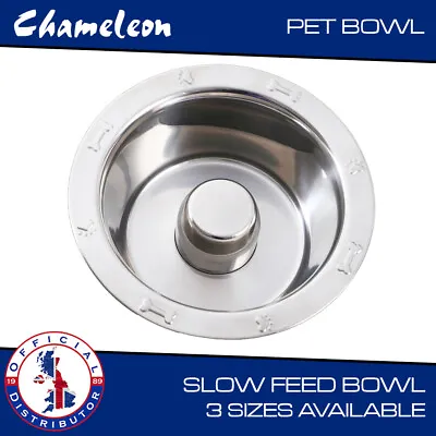 £7.25 • Buy Stainless Steel Metal Troff Slow Feed Dog Puppy Pet Food & Water Bowl