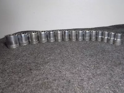 Nice 1950's 15 Pc. S-K 1/2  Dr. Knurled Socket Set 7/16 -1 1/4 +Off Sizes • $75