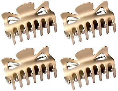 £7.99 • Buy Set Of 4 Beautiful Gold Hair Claw Clips Bull Dog Design Butterfly Style