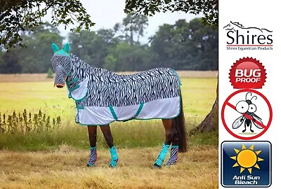 ZEBRA FLY RUG Shires Tempest Zeb-Tek Combo Full Neck Horse Rug UV Protection • £47.69