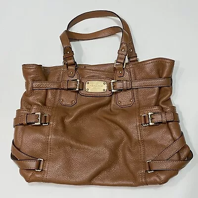 Michael Kors Brown Leather Gansevoort Satchel Shoulder Handbag Purse • $28