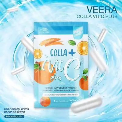 Veera Colla Vitamin C Plus Skin Whitening 60 Capsules Anti Aging Wrinkle Remover • £14.95