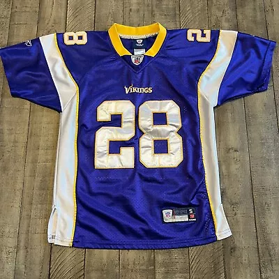 REEBOK Minnesota Vikings Adrian Peterson Embroidered Jersey Size Small • $50