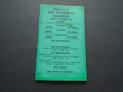 £1 • Buy Worcestershire: Worcester Old Elizabethans' Association Cricket Fixtures 1957