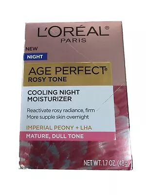 L'Oreal Age Perfect Rosy Tone Cooling Night Moisturizer 1.7oz./48g Dmgd Box • $13.75