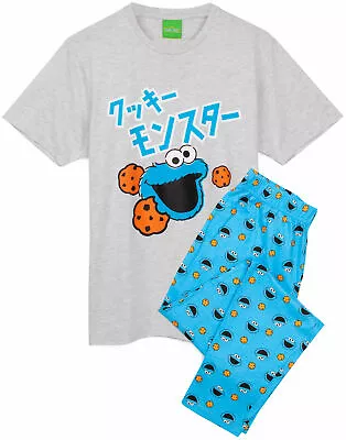 Cookie Monster Pyjamas Mens Sesame Street Muppet T-Shirt & Trousers Pjs • $26.51