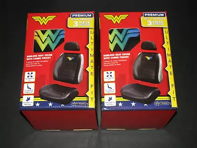 2 DC Comics Wonder Woman Sideless Seat Covers W/ Cargo Pocket For Car Truck SUV • $38.99