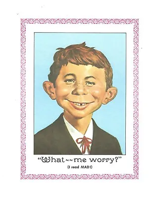 MAD MAGAZINE ALFRED E. NEUMAN Vintage Classic Color Portrait  WHAT -- ME WORRY?  • $14.99