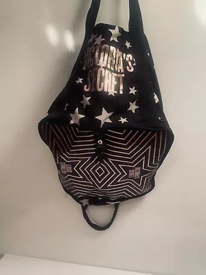 VICTORIA'S SECRET Packable Weekender Tote Bag Stars Duffel Black Rose Gold • $22