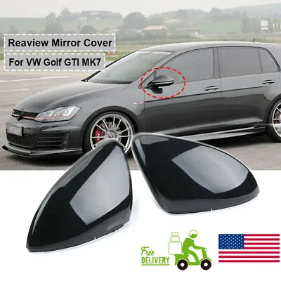 2x Side Mirror Cap Housing / Mirror Cover Black For VW Golf 7 MK7 GTi GTD LH&RH • $28.99