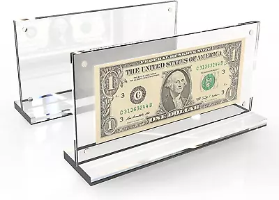 2Pack Acrylic Dollar Bill Display Frame Currency Paper Money Holder Display Case • $19.19