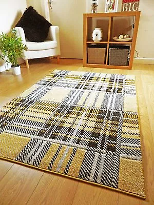 Modern Rugs Tartan Design Colourful Silky Soft Good Quality Floor Area Mats UK • £23.95