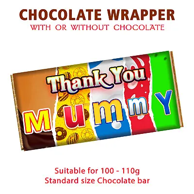 Thank You Mummy Chocolate Bar Wrapper Novelty Gift For Birthday Mothers Day • £4.99