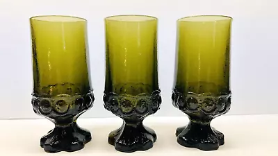 Vintage Set Of Tiffin Franciscan Madeira Olive Green 12 Oz Goblets • $45