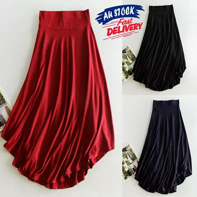 $15.99 • Buy Women Flare Boho Maxi Dress High Waist Pleated Long Beach Evening Skirt Party