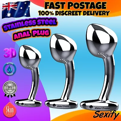 BDSM Stainless Steel Anal Plug Butt Plug Metal Wearable Dildo Vagina Sex Toy • $19.95