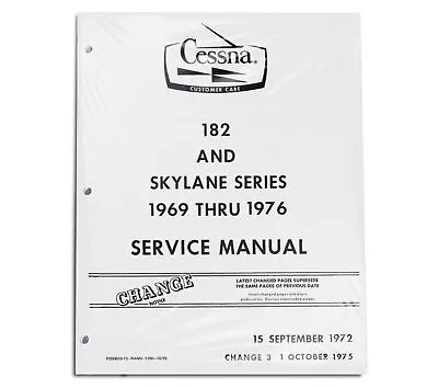 CESSNA 182 SKYLANE 1969-76 Printed Service Repair Maintenance Aircraft Manual • $72.52