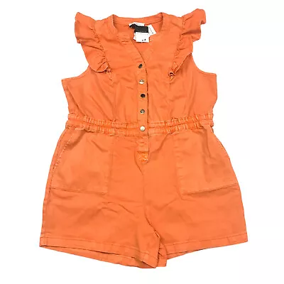 Eloquii Elements Womens Size 16 Flutter Sleeve Romper Orange • $14.99