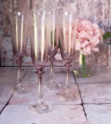 Champagne Flute Etched  Ombre Glasses By Katie Alice Set Of 4 • £14.99