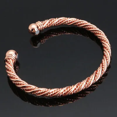 Pure Solid Copper Magnetic Hammered Men Women Bangle/bracelet Arthritis Relief • $11.94