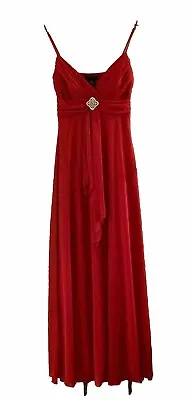 B Smart Stunning Red Floaty Long Dress. Diamanté Trim. Size UK 8 US 4 Hollywood • £25