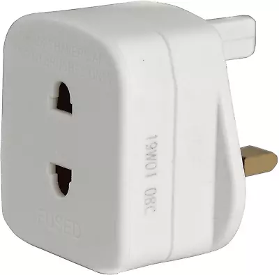 White UK 2 Pin To 3 Pin 1A Fuse Adaptor Plug For Shaver/Toothbrush By Sojon Ltd • £6.40