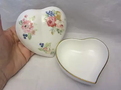 VTG Mikasa Rosemead Heart Shaped Bone China Trinket Box FX013 Rose Flowers • $15