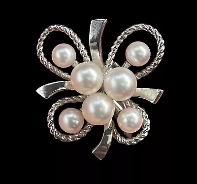 Mikimoto Vintage Silver Screwback Cultured Pearl Butterfly Replacement Earring • $69