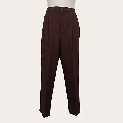 Vtg 80s90s Christy Girl Brown Pleated Front Pants Trousers 30  Waist Tapered Leg • $12.95