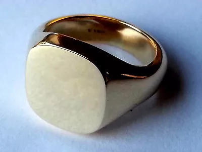 Solid Gold Or Silver Cushion Style Signet Ring  Hallmarked & Custom Engraved • £325