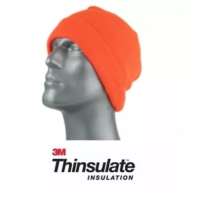 Neon Orange Watch Cuff Cuffed Stocking Cap Beanie Winter Stocking 3M Thinsulate • $8.09